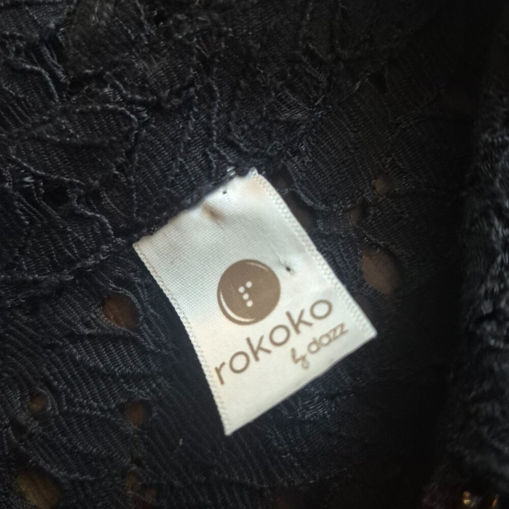 Black Lace Button-Up Shirt By Rokoko size  M - Picture 5 of 5